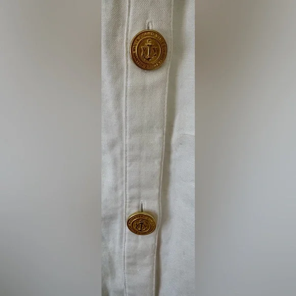 Vineyard Vines Women’s Linen Button Front Shift Dress White with Gold Accent - Picture 6 of 9